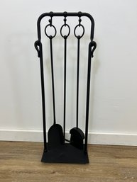 Black Metal Fireplace Tool Set