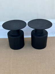 Pair Of Top Hat Papier-mache Side Table In Black (1of2)