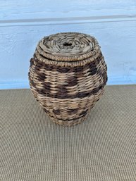 Small Handwoven Basket With Cover
