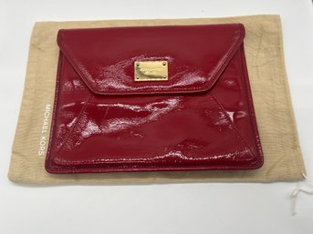 Michael Kors Red Clutch With Gold Hardware