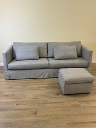 Custom Sofa With Ottoman In Perennials Bubbly Nickel