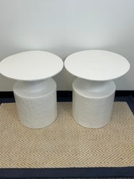Pair Of Top Hat Papier-mache Side Tables In White