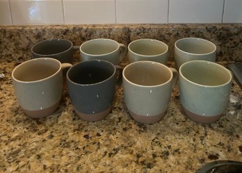 Set Of 8 Mora Ceramics 2 Toned Coffee Mugs