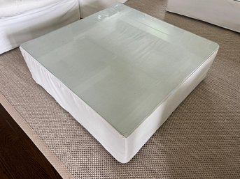 Intuition Decor Glass Upholstered White Coffee Table
