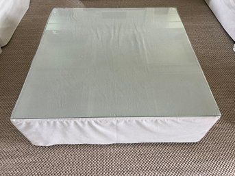Intuition Decor Glass Upholstered White Coffee Table (1 Of 2)