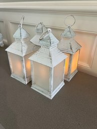 Set Of 4 Battery Operated Distressed Lanterns