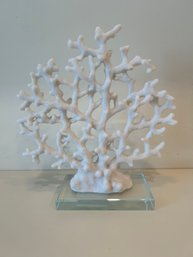 Faux Coral On Glass Stand