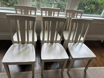 Set Of 6  Painted Wood Dining Chairs
