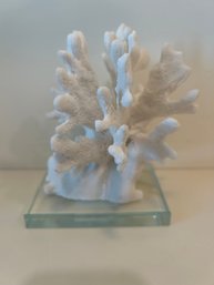 Faux Coral On Glass Stand