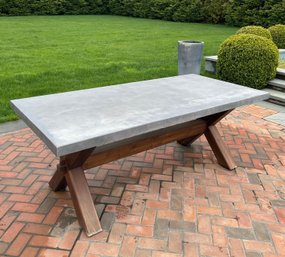 Pottery Barn Zinc And Wood Outdoor Dining Table