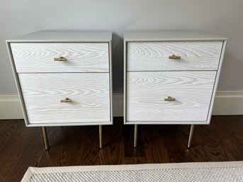 Pair Of William Sonoma Modernist Wood And Lacquer Nightstands