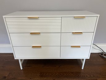 Modern White Dresser 5 Drawer With Brass Hardrive