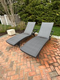 Pair Of Woven Vinyl Chaise Lounges (1 Of 2 Available Lots)