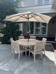 Country Casual Teak Table And 6 Chairs With Umbrella