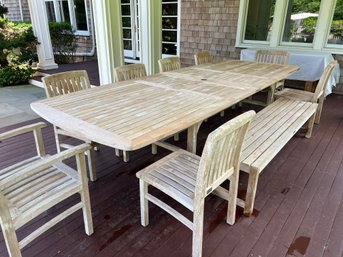 Rock Wood 11ft Teak Table And Chairs