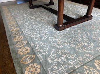 Restoration Hardware 10 X 14 'fill Gree' Wool Area Rug