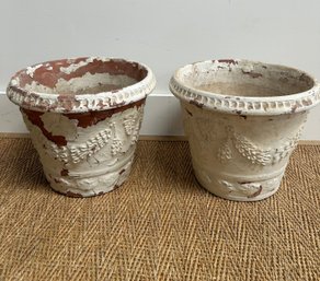 Pair Of Painted Terra Cotta Planters