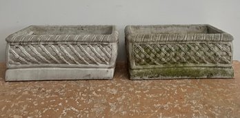 Pair Of Rectangular Cement Planters. (1 Of 2 Lots Available)