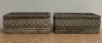 Pair Of Rectangular Cement Planters. (2 Of 2 Lots Available)