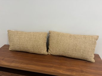 Pair Of Pottery Barn Woven Brown Throw Pillows