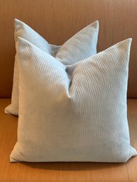 Pair Of Light Blue Velour Throw Pillows