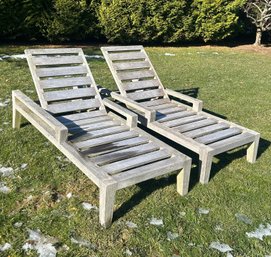 Pair Of Holly Hunt Teak Chaise Lounges (1of 3 Available Lots)
