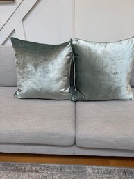 Pair Of Light Green Shimmering Throw Pillows (1 Of 2)