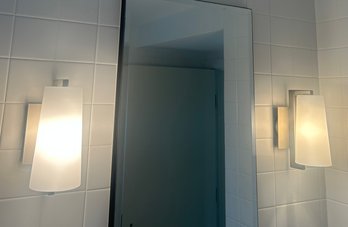 Pair Of Contemporary Brushed Nickel Sconces (1 Of 3 Available Lots)