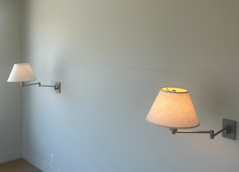 Pair Of Brushed Nickel Swing Arm Sconces (1 Of 2 Lots Available)