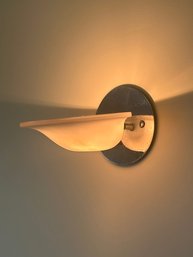 Pair Of Half Moon Chrome And Frosted Glass Sconces