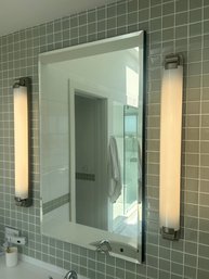 Pair Of Brushed Nickel Vertical Tube Vanity Sconces (1 Of 2 Available)