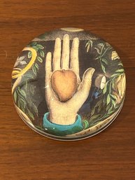 John Derian Signed Heart In Hand Dome Paperweight