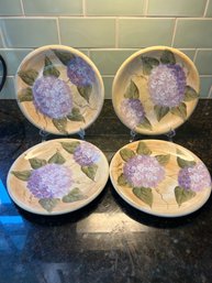 Set Of 4 Hydrangea Decorative Plates