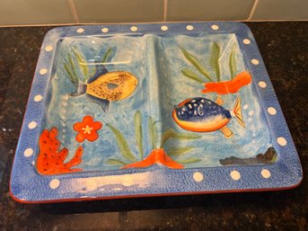 Ceramic Divided Platter With Fish