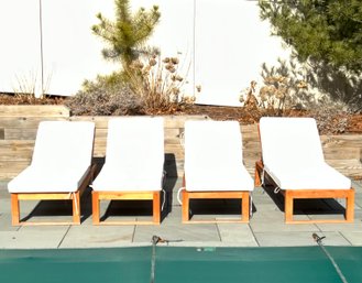 Set Of 4 Safaveih Chaise Lounge Chairs With Cushions And Covers