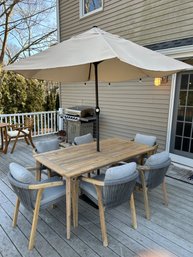 Outdoor Dining Set With 6 Chairs And Umbrella