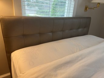 Queen Leather Grey Tufted Headboard