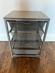 Gray Metal Storage Table With Wood Top (1 Of 2)