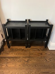 Pair Of Black Painted Wood Side Tables