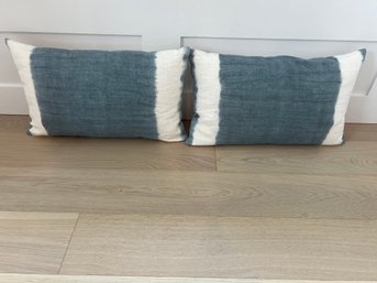 Pair Of Pottery Barn Blue & White Throw Pillows