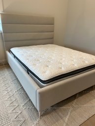 West Elm Emmett Horizontal Tufted Platform Bed With Queen Mattress