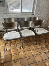 6 Arhaus Vintage Wrought Iron Dining Chairs