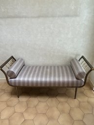 Vintage Brass Upholstered Bench
