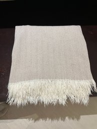 Sferra Beige 3x4 Herringbone Pattern Throw Blanket