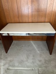Mid-century White Leather Top Desk