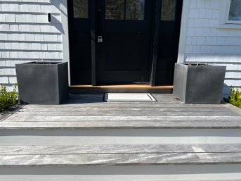 Pair Of Outdoor Dark Grey 19.5'square Planters
