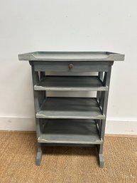 Gray Wooden Side Table With Shelves