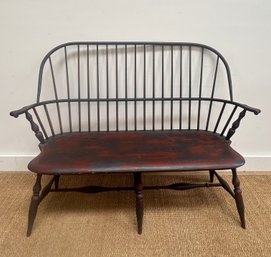 Distressed High Back Wooden Bench