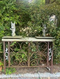 Iron Console With Two Metal Horse Heads