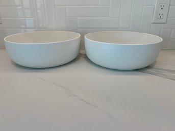 Pair Of CB2 White Ceramic Serving Bowls